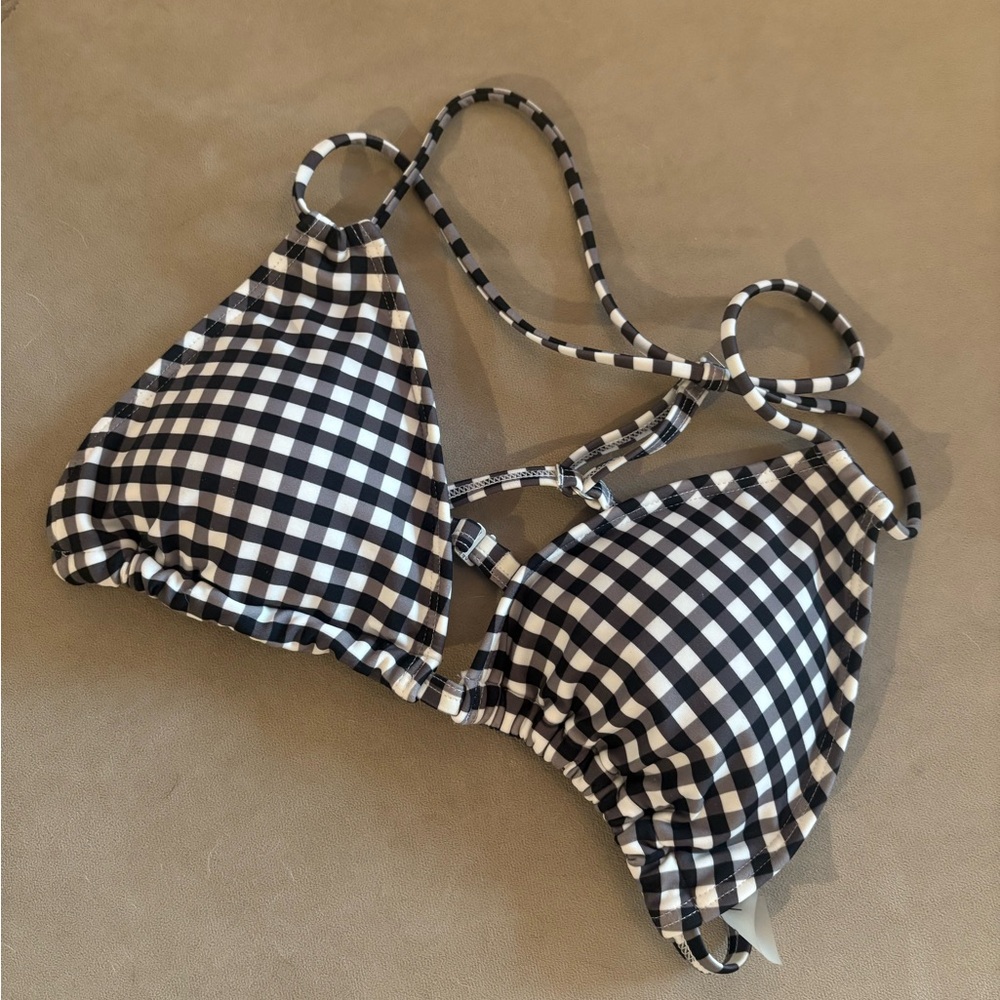 Black and White Checkered Bikini Top
